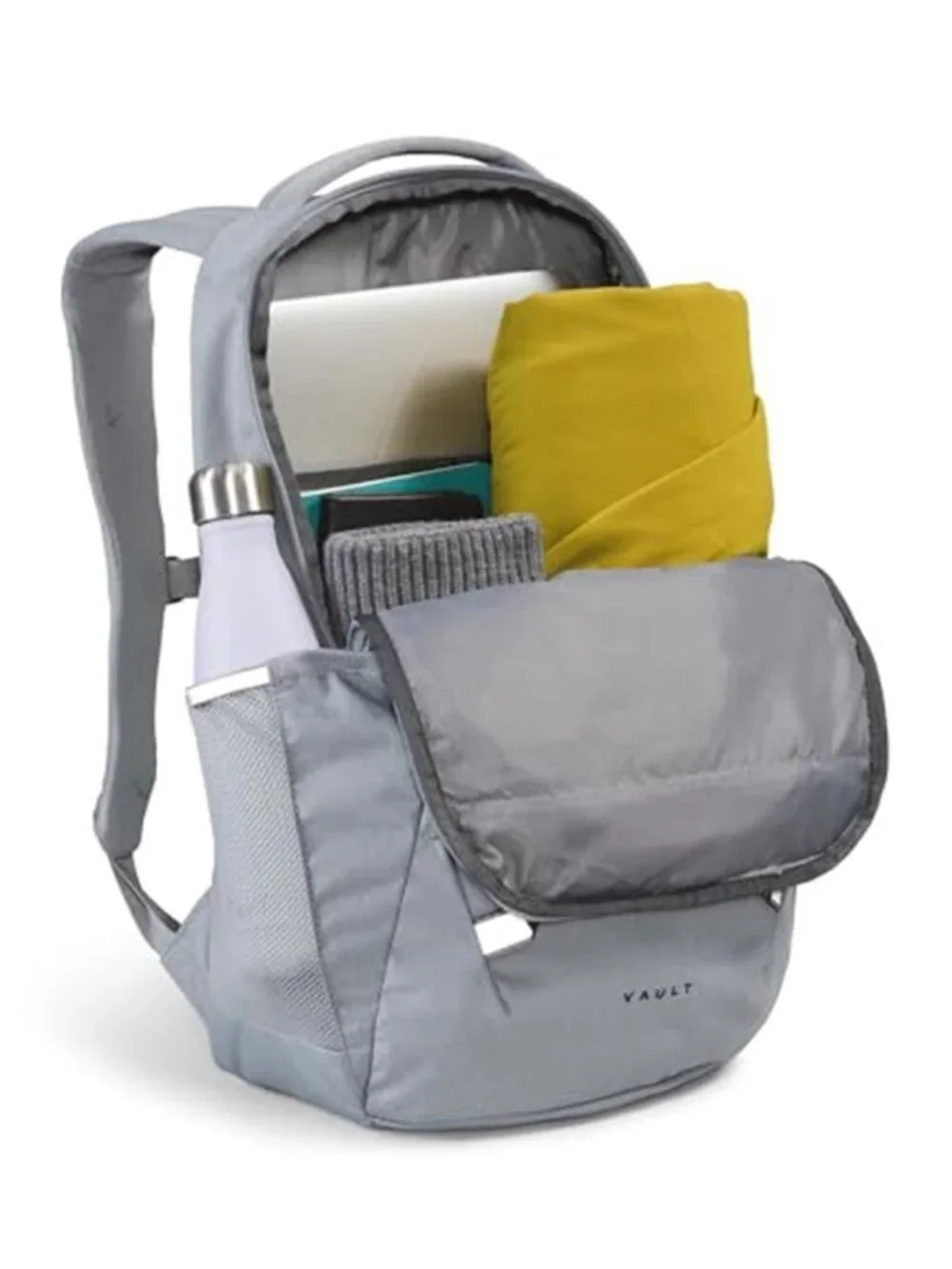 Vault Backpack Laptop Sleeve Water Repellent Commuter Travel School Bag Grey